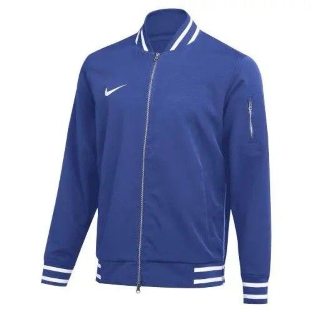 Nike Sideline Men’s Size M-L Blue White Full-Zip Varsity Bomber Jacket